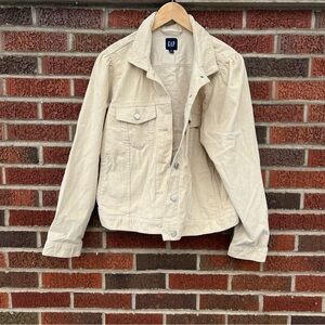GAP Cream Corduroy Puff Shoulder Collared Jacket